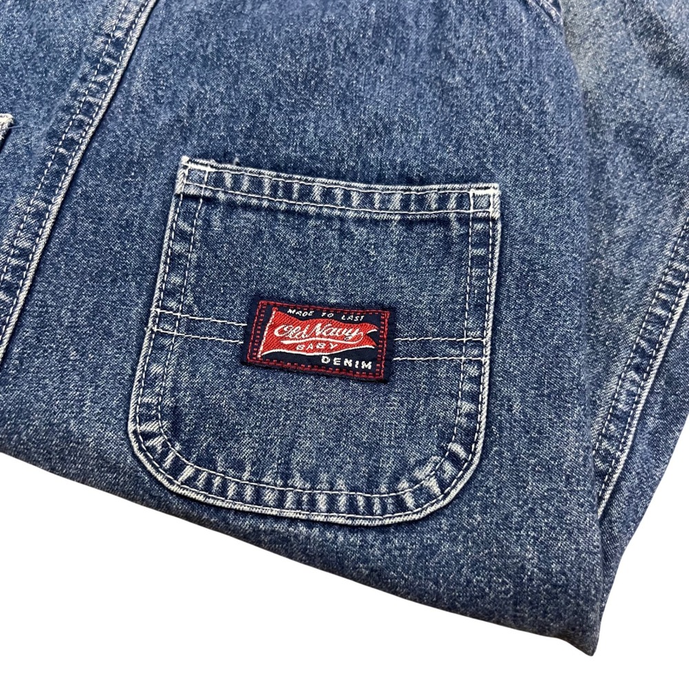 Vintage 90s Old Navy Toddler Denim Overalls Blue Cotton Straight Leg Kid Unisex - Picture 6 of 16